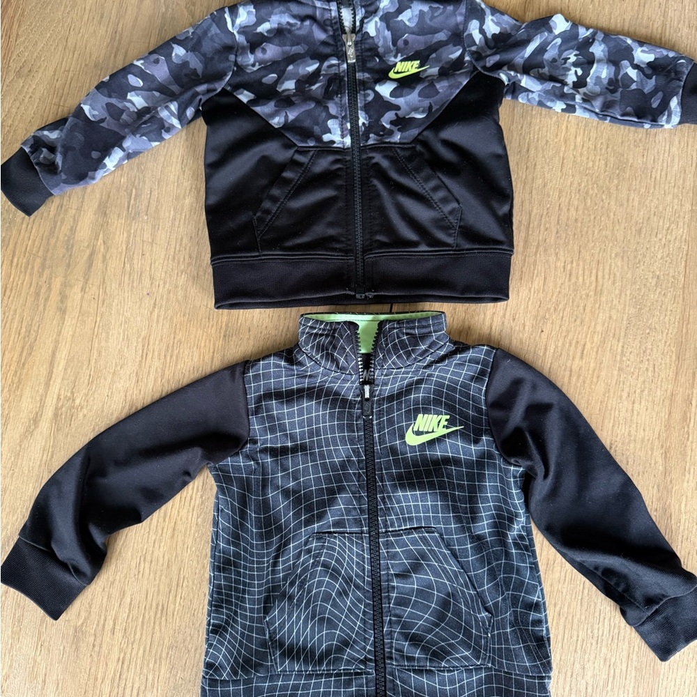 Nike Black & Neon Green Kids Zip Jackets - 2 Pack